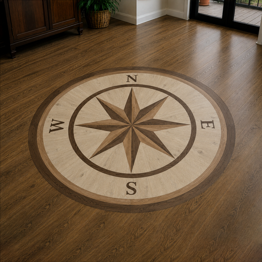 Compass Rose Floor Medallion "Mainland" - LVP Inlay