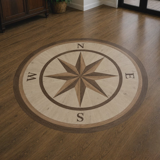 Compass Rose Floor Medallion "Mainland" - LVP Inlay